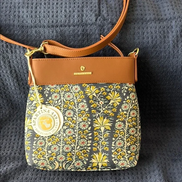 Spartina 449 Brown and Yellow Floral Crossbody Bag - Picture 1 of 7